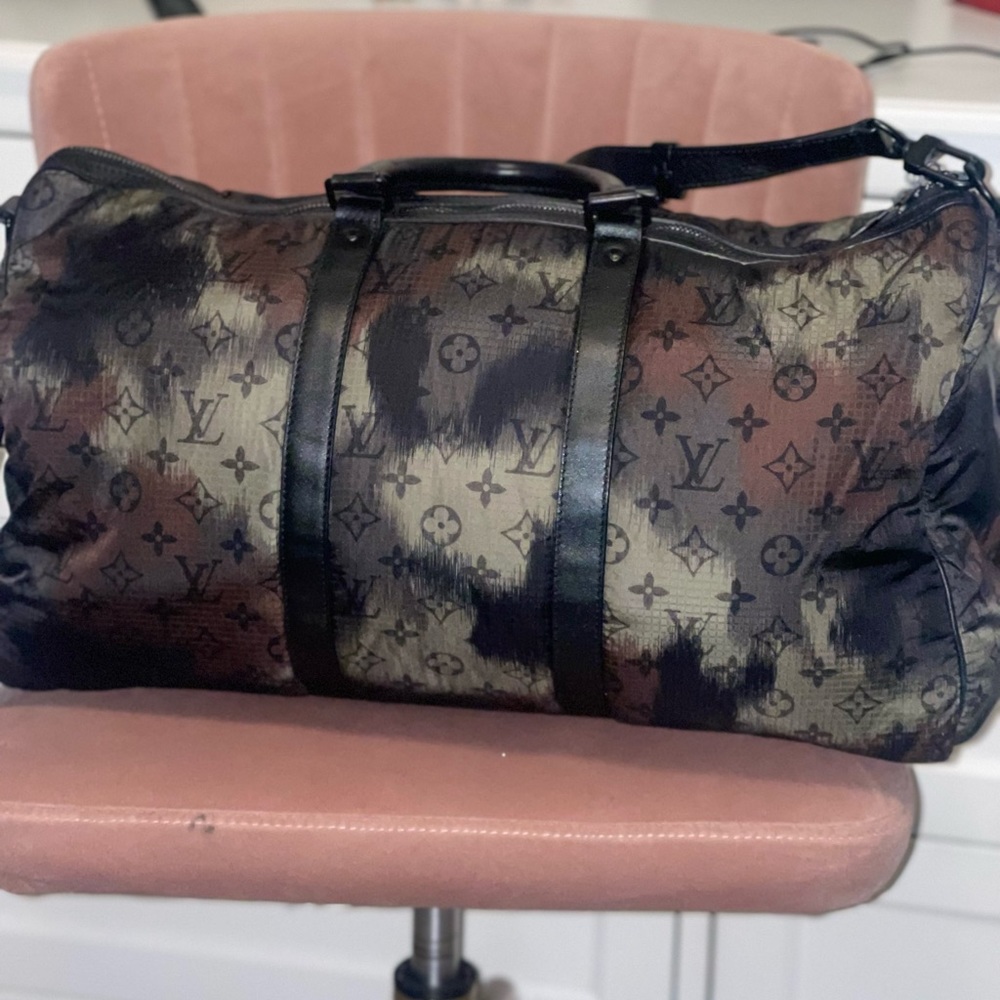 Louis Vuitton Virgil Abloh Camouflage Camo Keepall Bandouliere 50